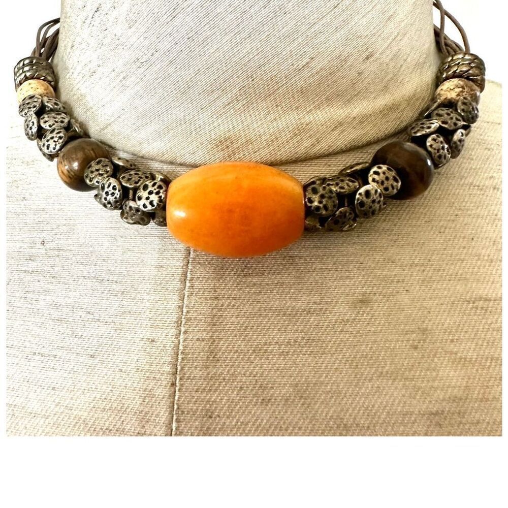 Calcite tigers eye jasper natural stones necklace